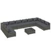 vidaXL 11 Piece Garden Lounge Set with Cushions Poly Rattan Grey