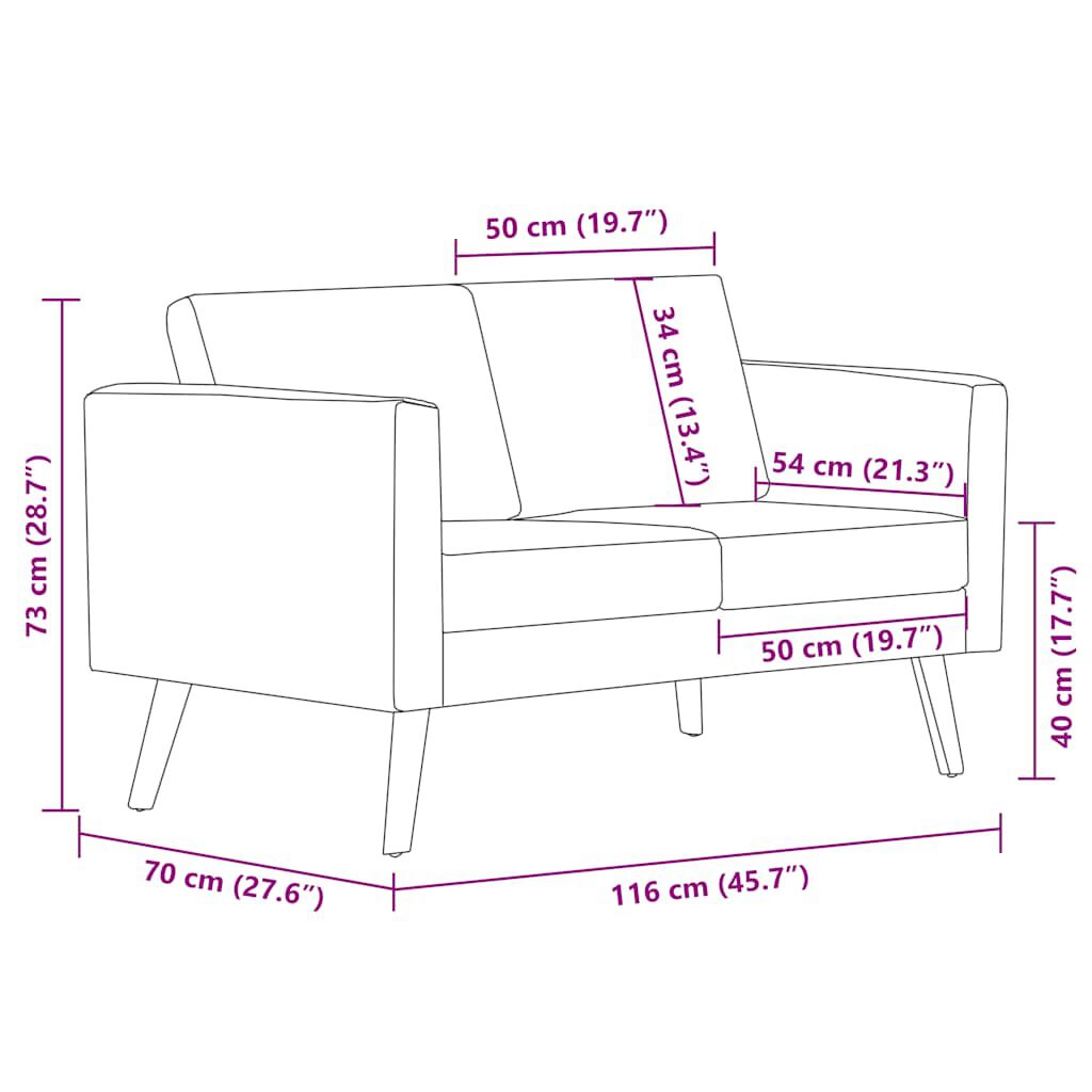 vidaXL Sofa 2-Seater Fabric Light Grey