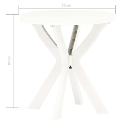 vidaXL Bistro Table White Ø70 cm Plastic, white vidaXL Bistro Table White Ø70 cm Plastic