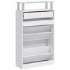 vidaXL Shoe Cabinet with a Drawer and a Top Glass Shelf Wood White
