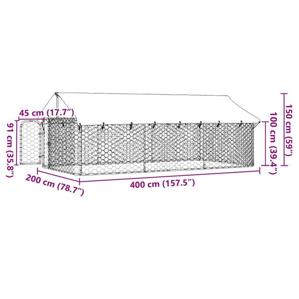 vidaXL Outdoor Dog Kennel with Roof 400x200x150 cm