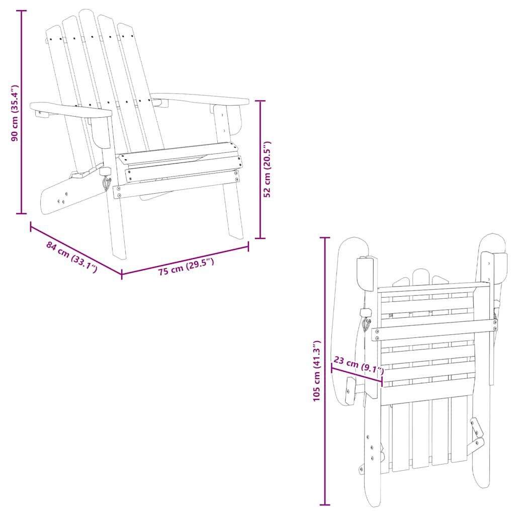 vidaXL Garden Adirondack Chairs 2 pcs Solid Wood Acacia