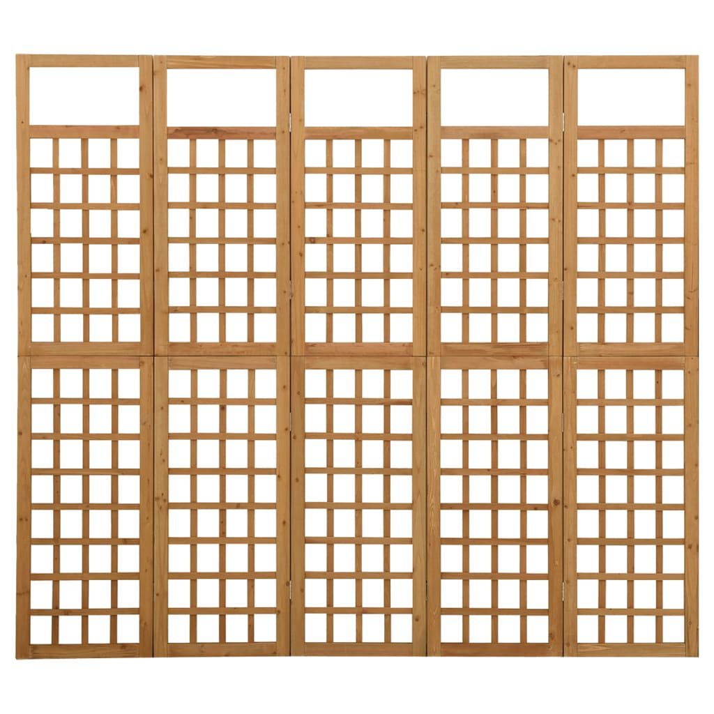 vidaXL 5-Panel Room Divider/Trellis Solid Fir Wood 201.5x180 cm