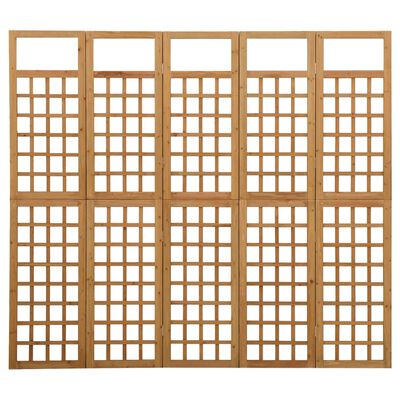 vidaXL 5-Panel Room Divider/Trellis Solid Fir Wood 201.5x180 cm, brown vidaXL 5-Panel Room Divider/Trellis Solid Fir Wood 201.5x180 cm