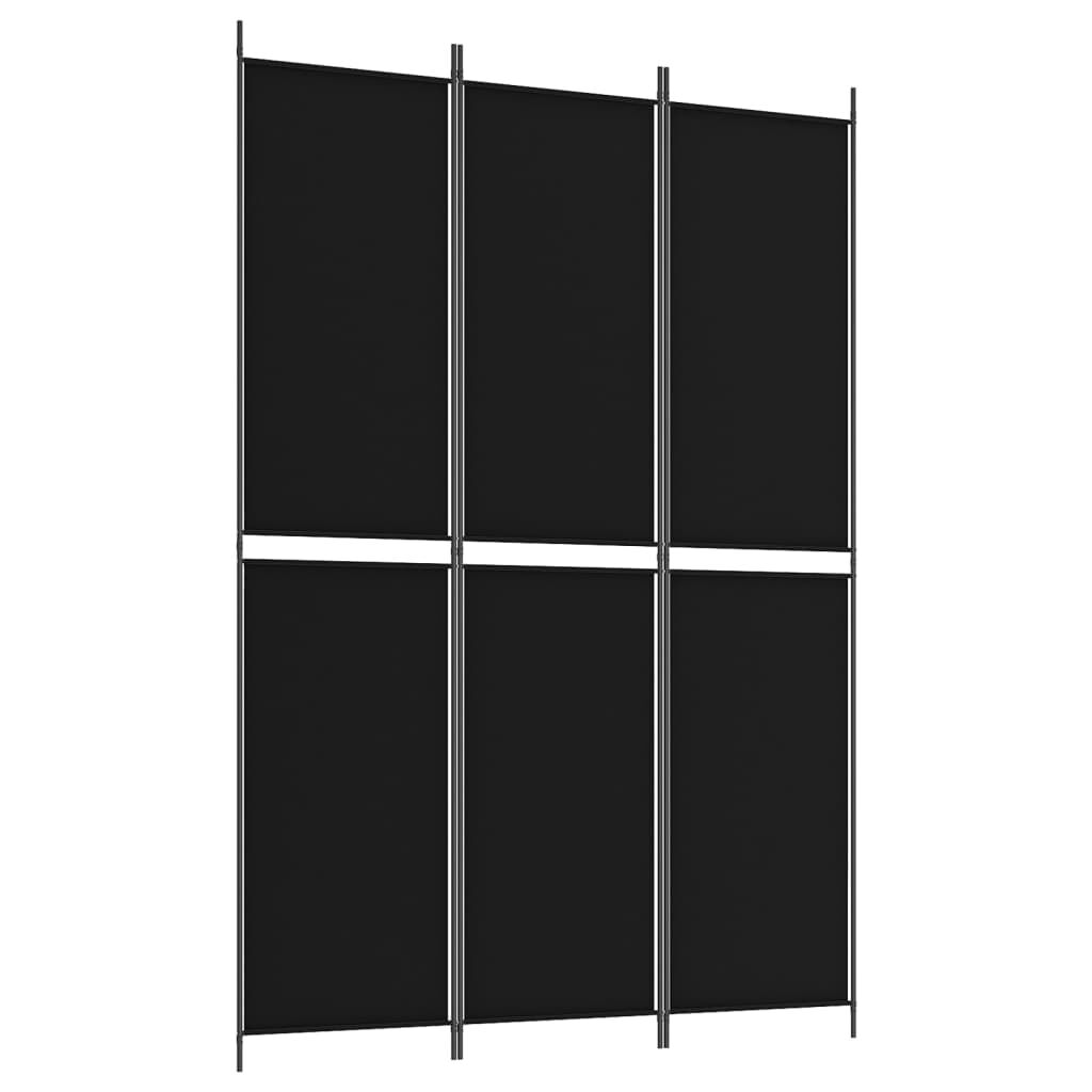 vidaXL 3-Panel Room Divider Black 150x220 cm Fabric