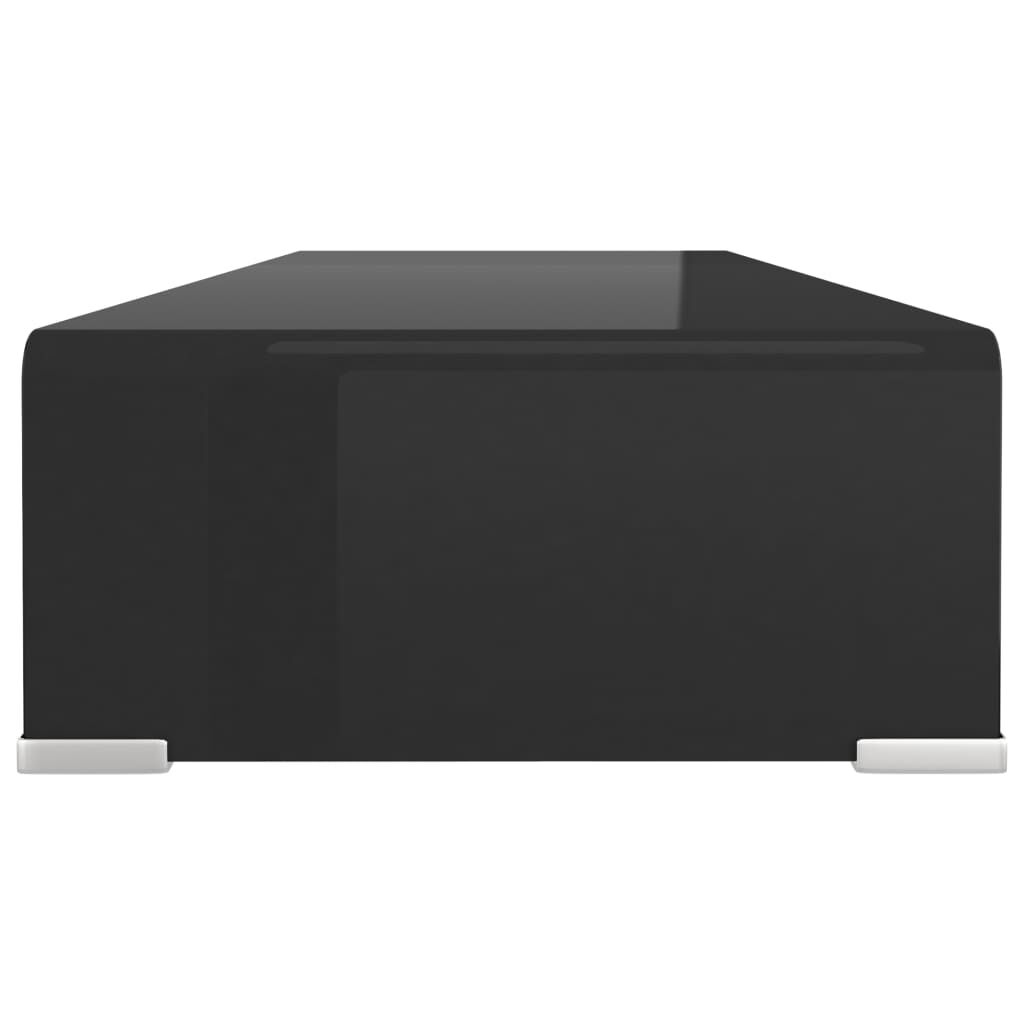 vidaXL TV Stand/Monitor Riser Glass Black 80x30x13 cm