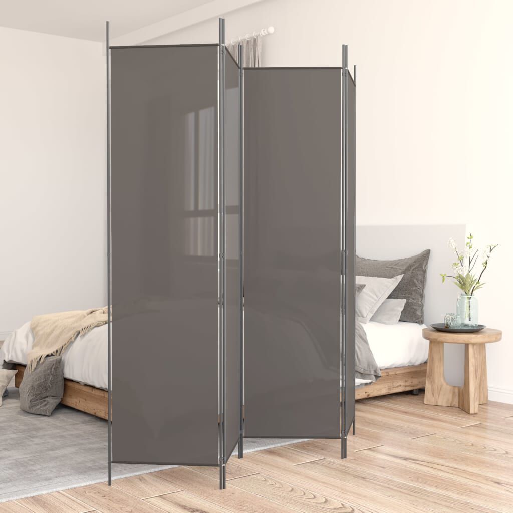 vidaXL 4-Panel Room Divider Anthracite 698x180 cm Fabric