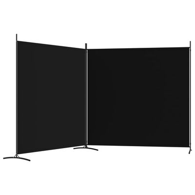 vidaXL 2-Panel Room Divider Black 348x180 cm Fabric, black vidaXL 2-Panel Room Divider Black 348x180 cm Fabric