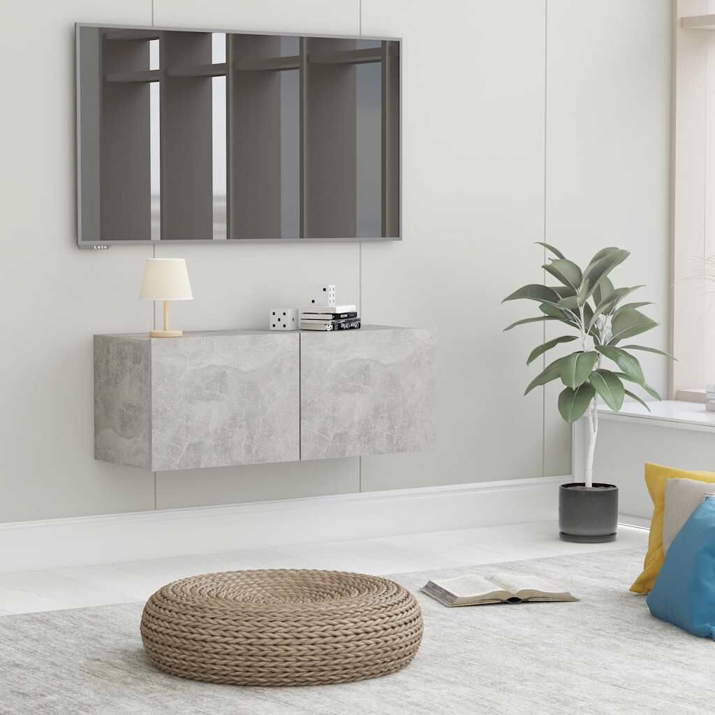vidaXL TV Cabinet Concrete Grey 80x30x30 cm Engineered Wood