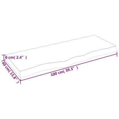 vidaXL Table Top Light Brown 100x40x(2-6) cm Treated Solid Wood Oak, light brown vidaXL Table Top Light Brown 100x40x(2-6) cm Treated Solid Wood Oak