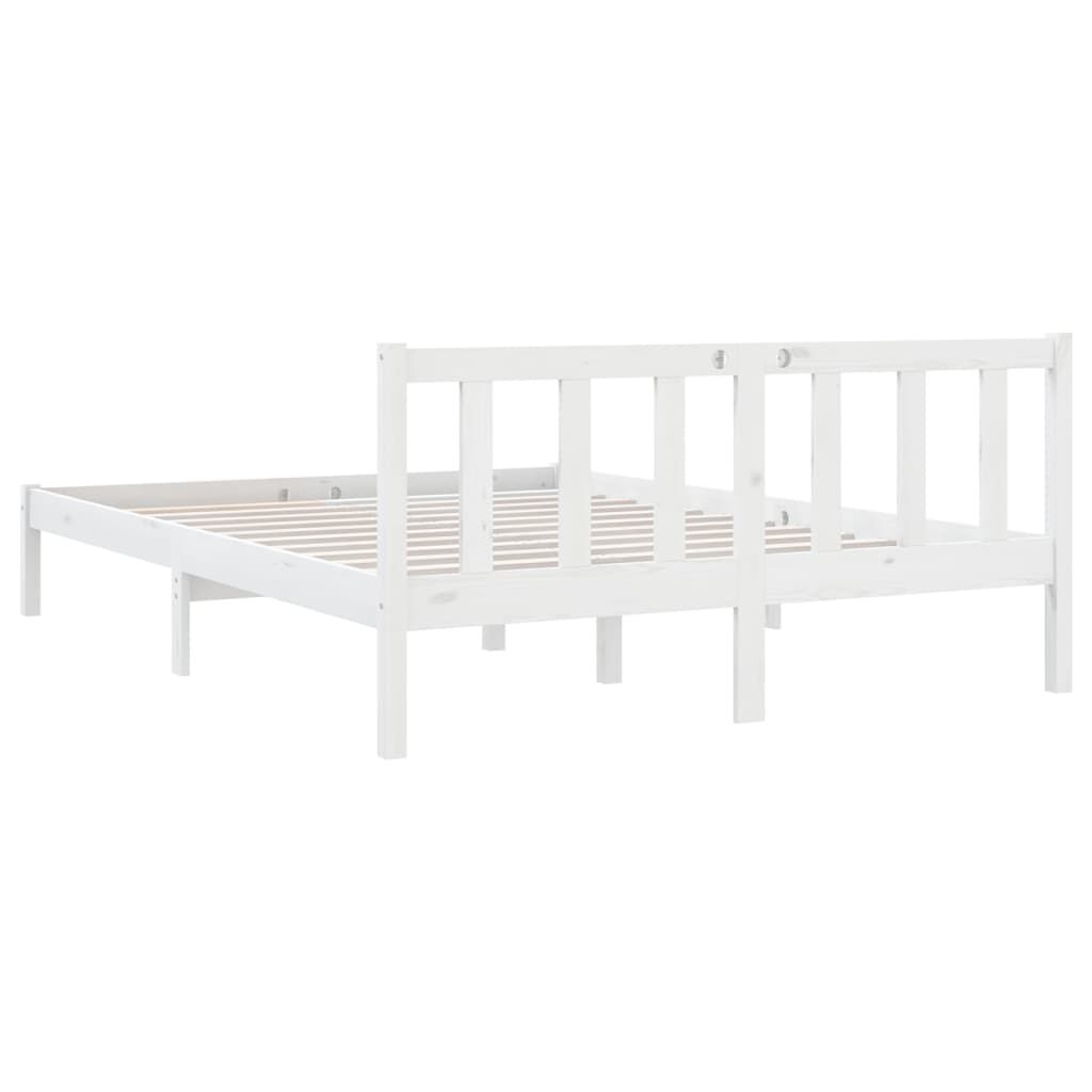 vidaXL Bed Frame without Mattress White Solid Wood 160x200 cm