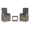 vidaXL 3 Piece Garden Dining Set with Cushions Grey Poly Rattan