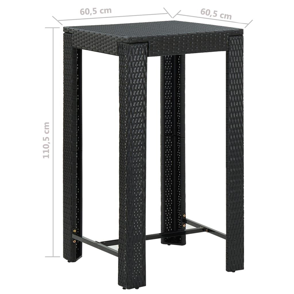 vidaXL 3 Piece Garden Bar Set with Cushions Poly Rattan Black