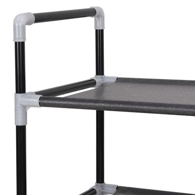 vidaXL Shoe Rack with 8 Shelves Metal and Non-woven Fabric Black, black vidaXL Shoe Rack with 8 Shelves Metal and Non-woven Fabric Black