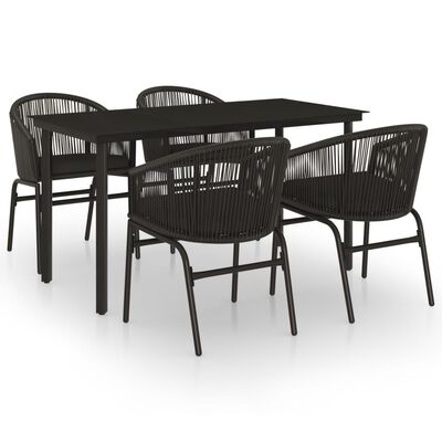 vidaXL 5 Piece Garden Dining Set Black