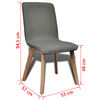 Oak Indoor Fabric Dining Chair Set 4 pcs Dark Grey