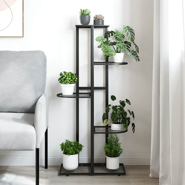 vidaXL 5-Floor Flower Stand 43x22x98 cm Black Metal