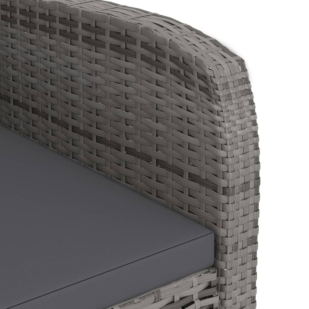 vidaXL 7 Piece Outdoor Dining Set with Cushions Poly Rattan Grey