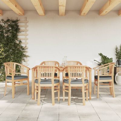 vidaXL 7 Piece Garden Dining Set Solid Wood Teak, dark grey vidaXL 7 Piece Garden Dining Set Solid Wood Teak