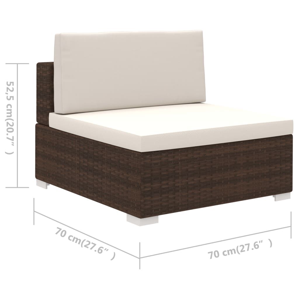 vidaXL 6 Piece Garden Lounge Set with Cushions Poly Rattan Brown