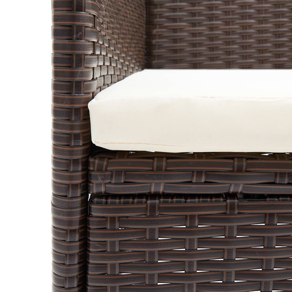 vidaXL Garden Dining Chairs 2 pcs Poly Rattan Brown