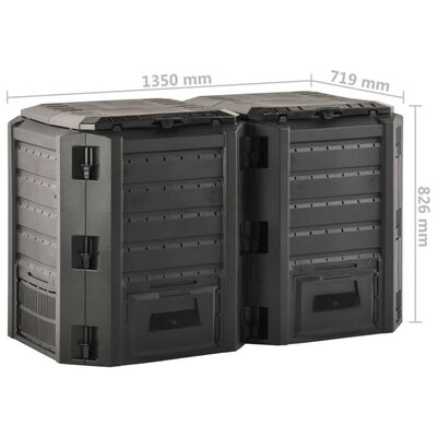 vidaXL Garden Composter Black 800 L,  vidaXL Garden Composter Black 800 L