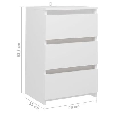 vidaXL Bed Cabinet White 40x35x62.5 cm Engineered Wood, white vidaXL Bed Cabinet White 40x35x62.5 cm Engineered Wood