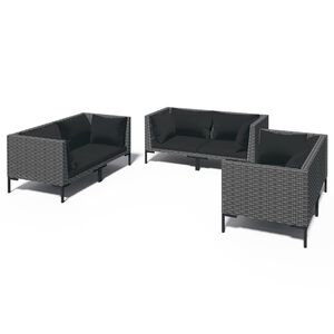 vidaXL 6 Piece Garden Lounge Set with Cushions Poly Rattan Dark Grey