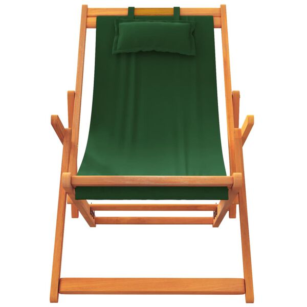 vidaXL Folding Beach Chairs 2 pcs Green Fabric