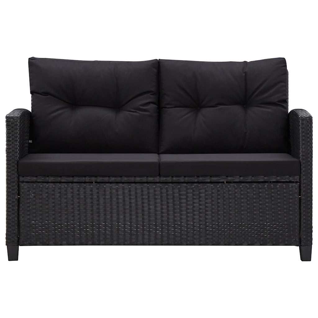 vidaXL 6 Piece Garden Sofa Set with Cushions Poly Rattan Black