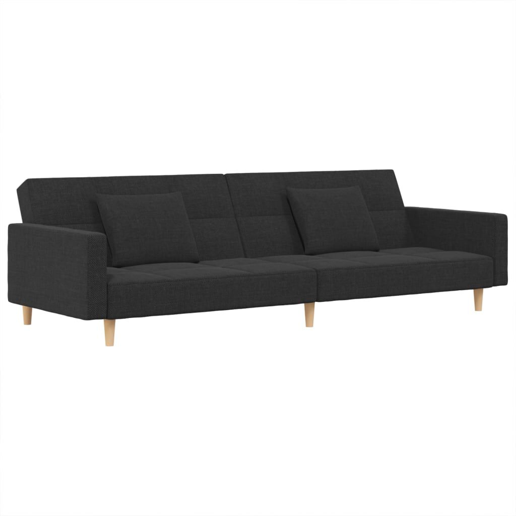 vidaXL 2-Seater Sofa Bed with Two Pillows Dark Grey Fabric
