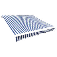 vidaXL Awning Top Sunshade Canvas Blue & White 4 x 3 m