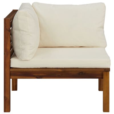 vidaXL Corner Sofas 2 pcs with Cream White Cushions Solid Acacia Wood, cream white vidaXL Corner Sofas 2 pcs with Cream White Cushions Solid Acacia Wood