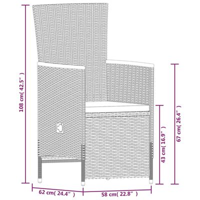 vidaXL 9 Piece Garden Dining Set with Cushions Grey, grey and brown vidaXL 9 Piece Garden Dining Set with Cushions Grey