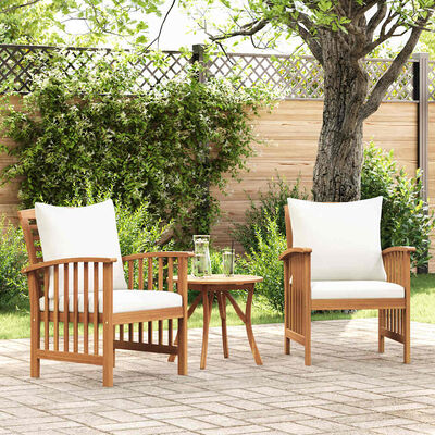 vidaXL Garden Chairs with Cushions 2 pcs Solid Acacia Wood,  vidaXL Garden Chairs with Cushions 2 pcs Solid Acacia Wood