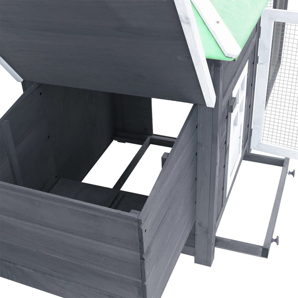 vidaXL Chicken Coop with Nest Box Grey 190x72x102 cm Solid Firwood
