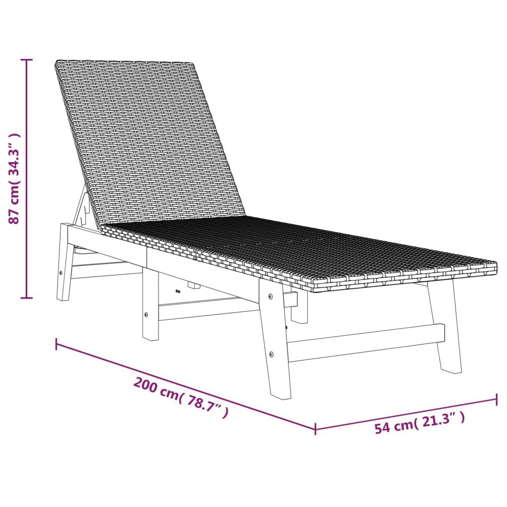 vidaXL Sun Lounger with Cushion Poly Rattan&Solid Wood Acacia