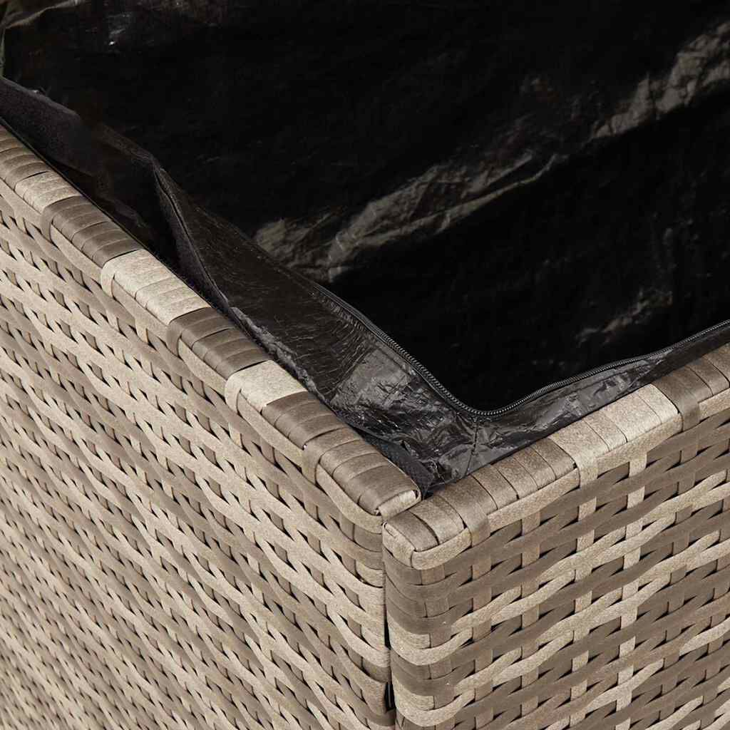 vidaXL Garden Storage Box Grey 110x50x54 cm Poly Rattan Acacia Wood