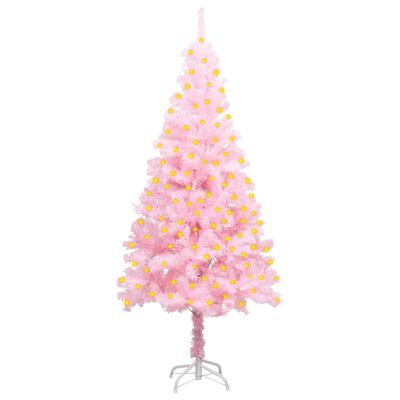 vidaXL Artificial Pre-lit Christmas Tree with Stand Pink 150 cm PVC