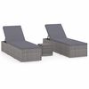 vidaXL 3 Piece Garden Sun Loungers with Tea Table Poly Rattan Grey