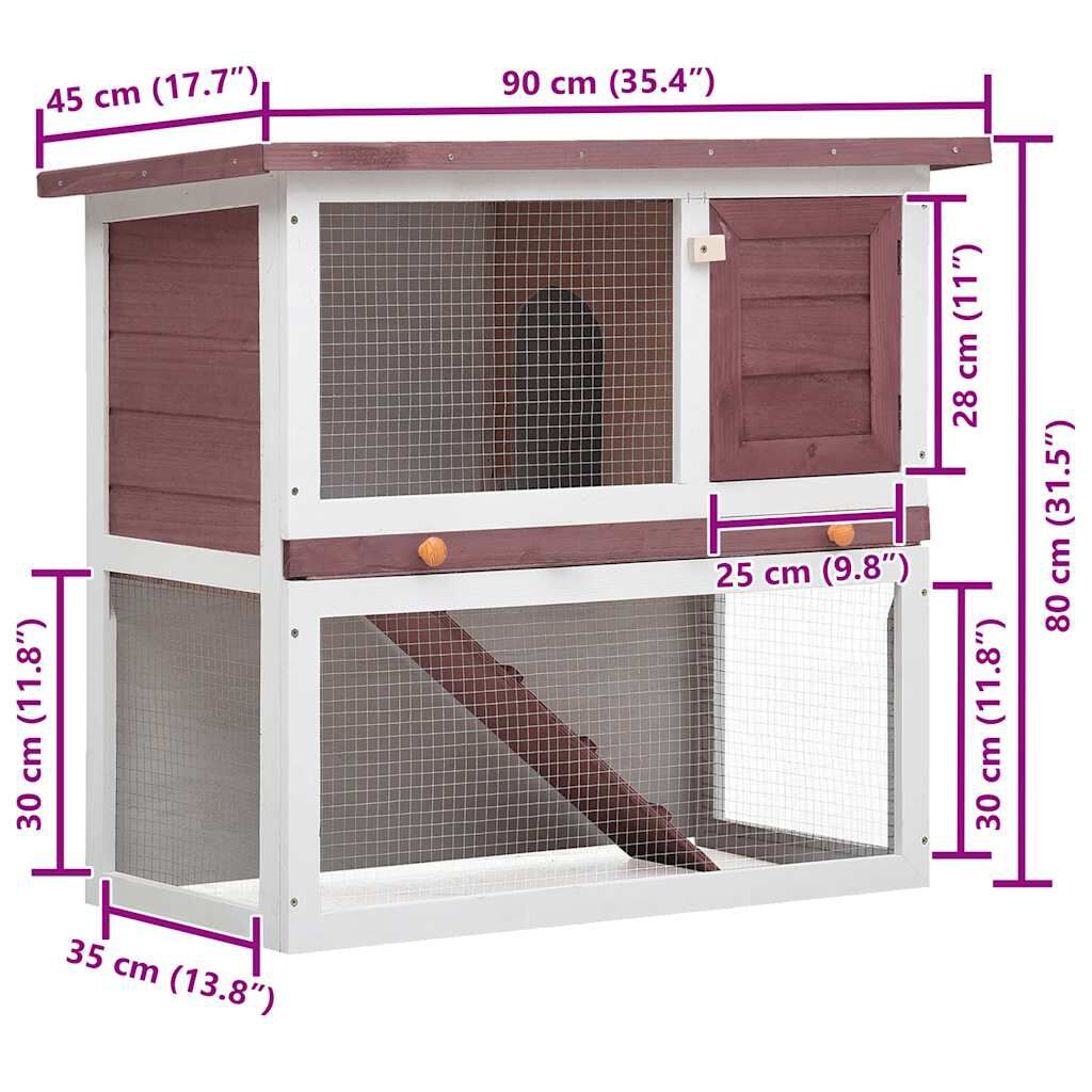 vidaXL Outdoor Rabbit Hutch 1 Door Brown Wood