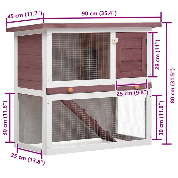 vidaXL Outdoor Rabbit Hutch 1 Door Brown Wood