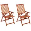 vidaXL Folding Garden Chairs 2 pcs Solid Acacia Wood Brown