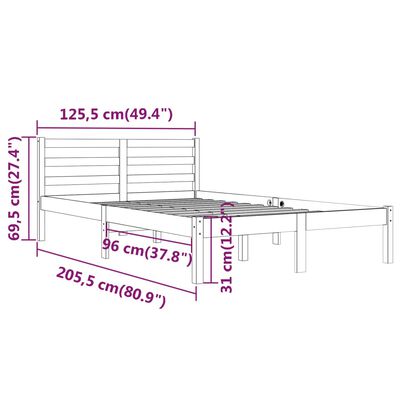 vidaXL Bed Frame without Mattress Solid Wood Pine 120x200 cm Grey