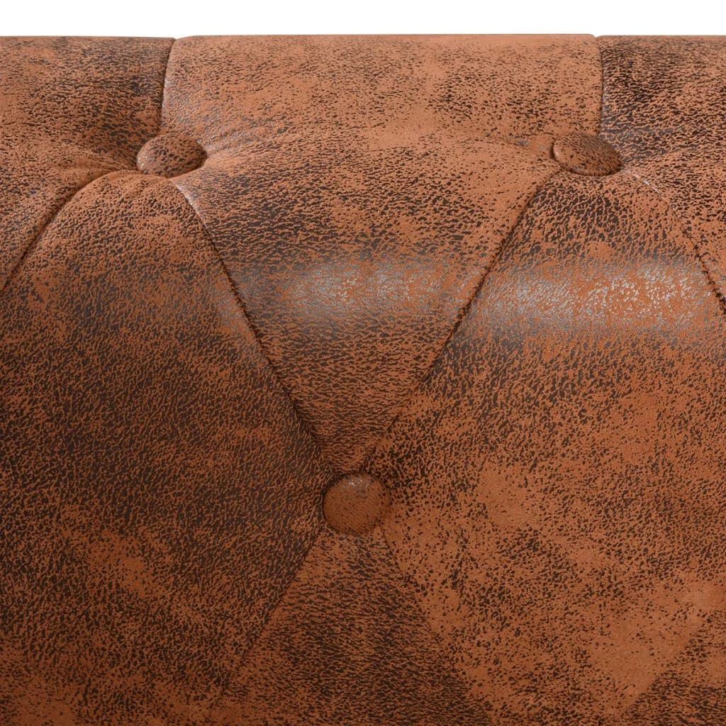 vidaXL Chesterfield Corner Sofa 5-Seater Artificial Leather Brown