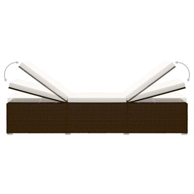 vidaXL Sun Lounger with Cushion and Tea Table Poly Rattan Brown, brown vidaXL Sun Lounger with Cushion and Tea Table Poly Rattan Brown