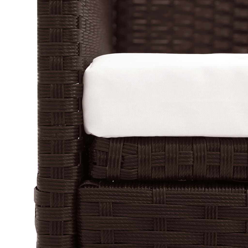 vidaXL Garden Sofa with Canopy Poly Rattan Brown
