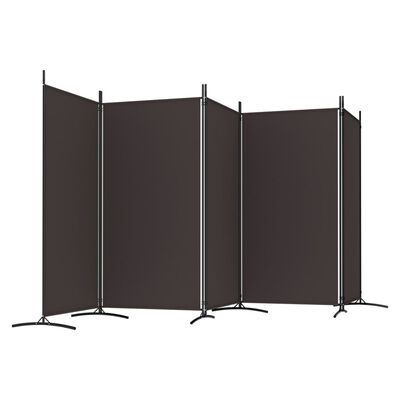 vidaXL 5-Panel Room Divider Brown 433x180 cm Fabric, brown vidaXL 5-Panel Room Divider Brown 433x180 cm Fabric