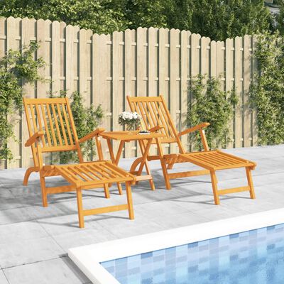 vidaXL Outdoor Deck Chairs with Footrests and Table Solid Wood Acacia,  vidaXL Outdoor Deck Chairs with Footrests and Table Solid Wood Acacia