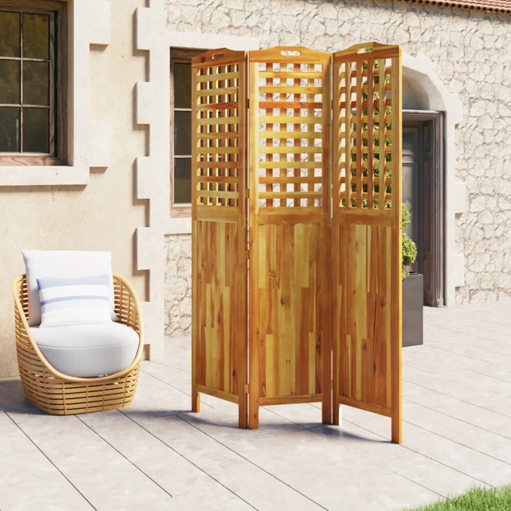 vidaXL 3-Panel Room Divider 121.5x2x180 cm Solid Wood Acacia